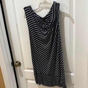 Express One Shoulder Black and White Striped Dress